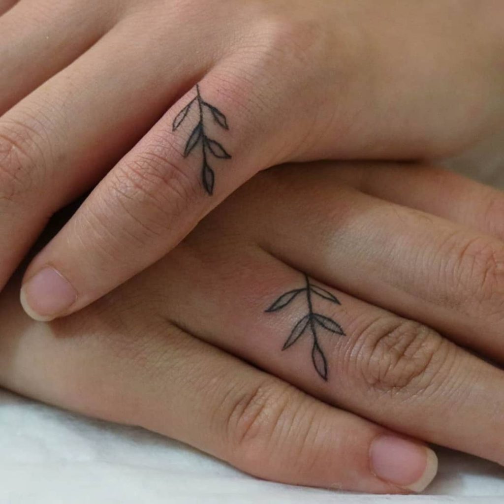 Leaf Tattoo on Finger by Tiago Carvalho