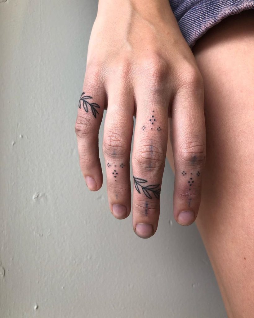 Leaf Tattoo on Finger by Jaimee Harris