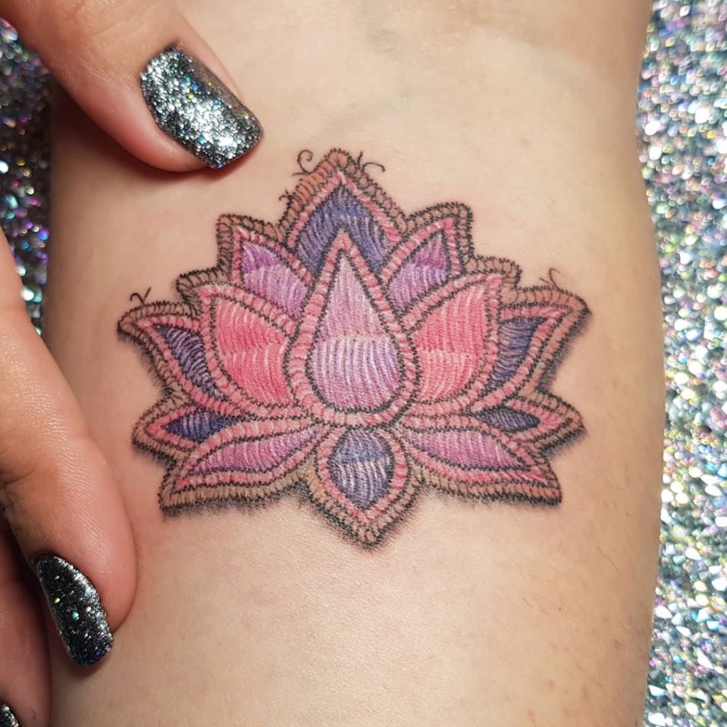 Lotus Patch tattoo on Forearm (inner) by nofar Tsairi