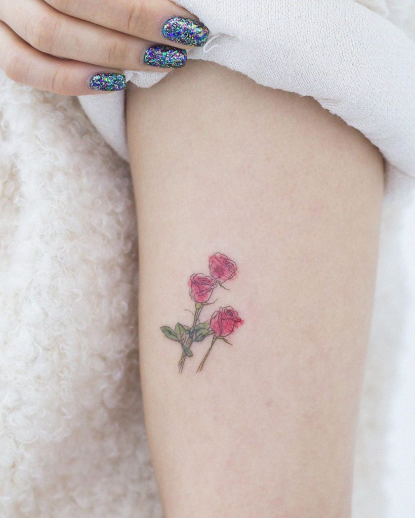 Rose tattoo on Arm (inner) by dareum