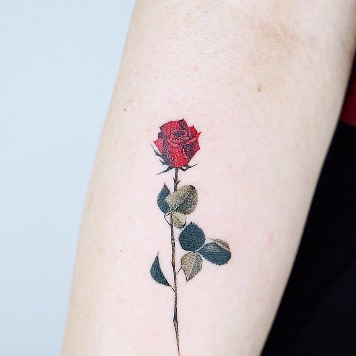 Rose tattoo on Forearm (inner) by KIKINOLAND