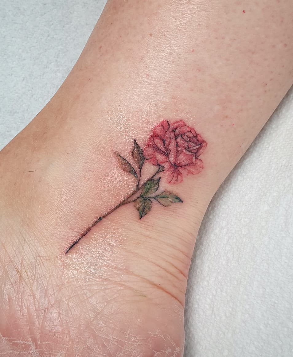 Fine Rose Tattoo On Ankle | Tattoo Designs, Tattoo Pictures