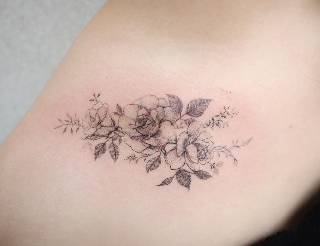 Fineline Rose Tattoo