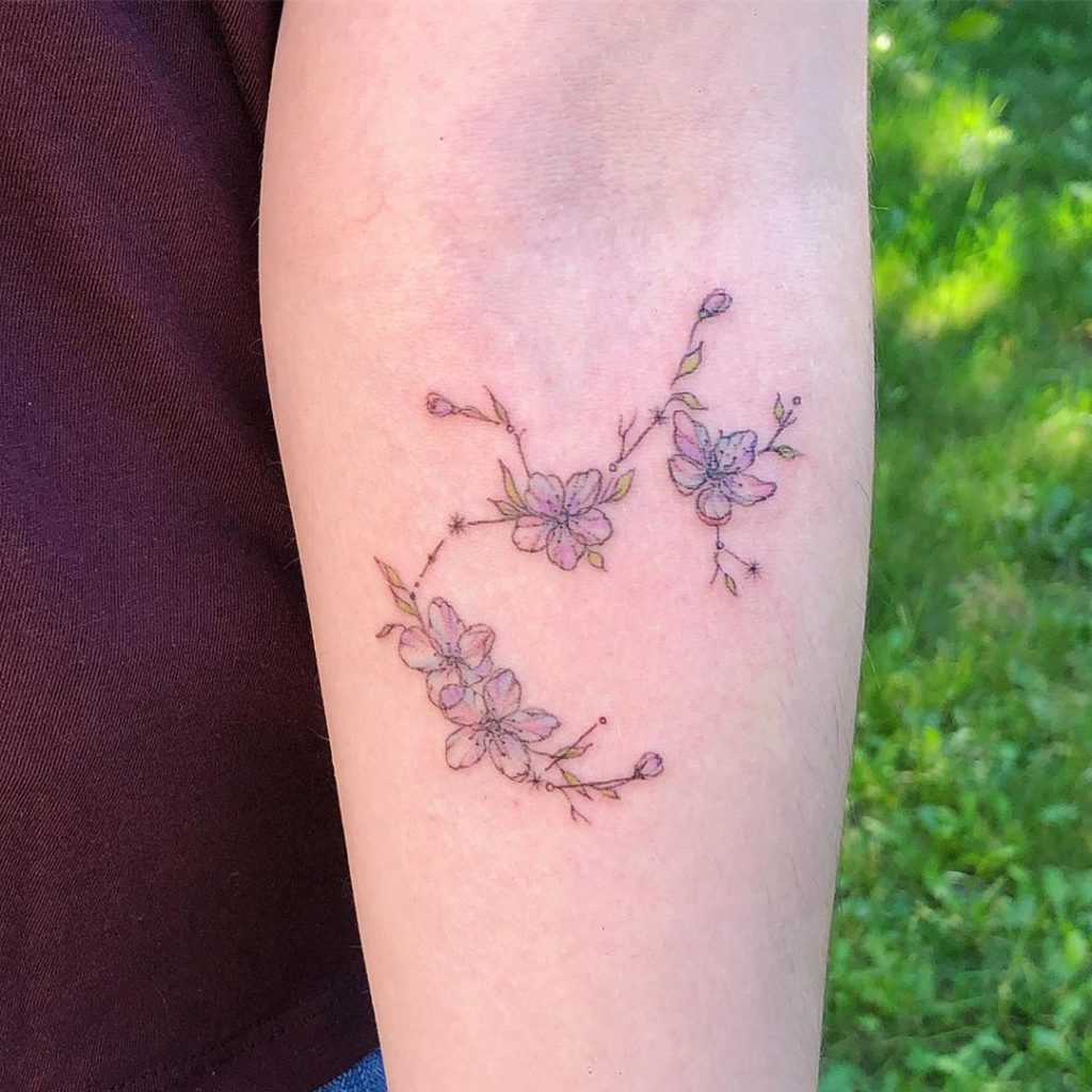 Sagittarius tattoo on Forearm (inner) - Fine Line style by Tanya Kulnevska