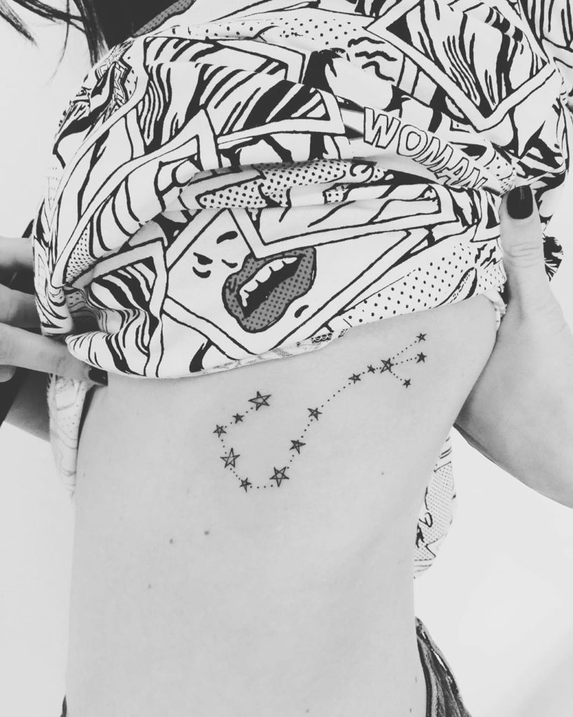 Scorpio tattoo on Rib - Blackwork style by Marilena