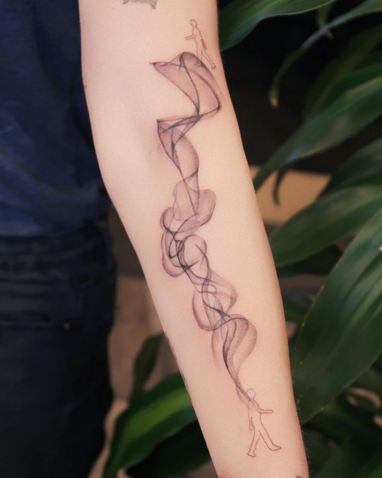 Smoke tattoo on Forearm (inner) by MJ