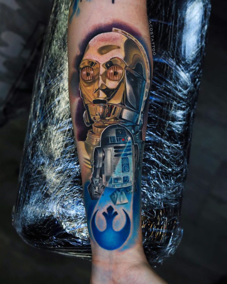 Star Wars tattoo on Forearm (inner) by Andrés Acosta