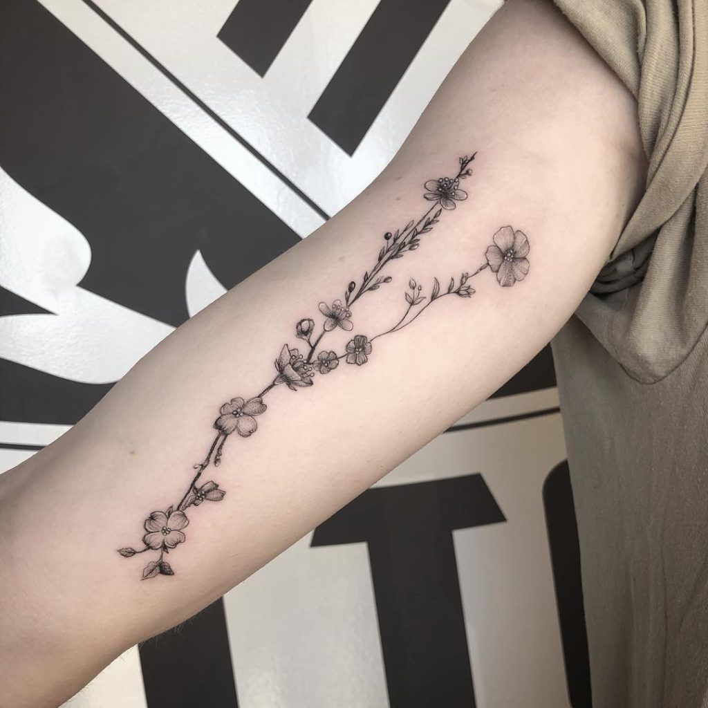 Taurus tattoo on Arm (inner) - Fine Line style by Robyn Pallotta