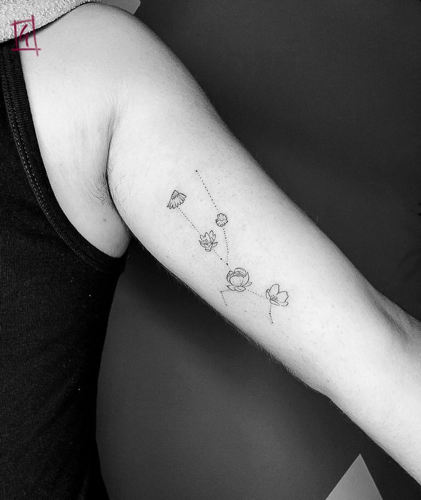 Taurus tattoo on Arm (inner) - Fine Line style by Giada Tattoo