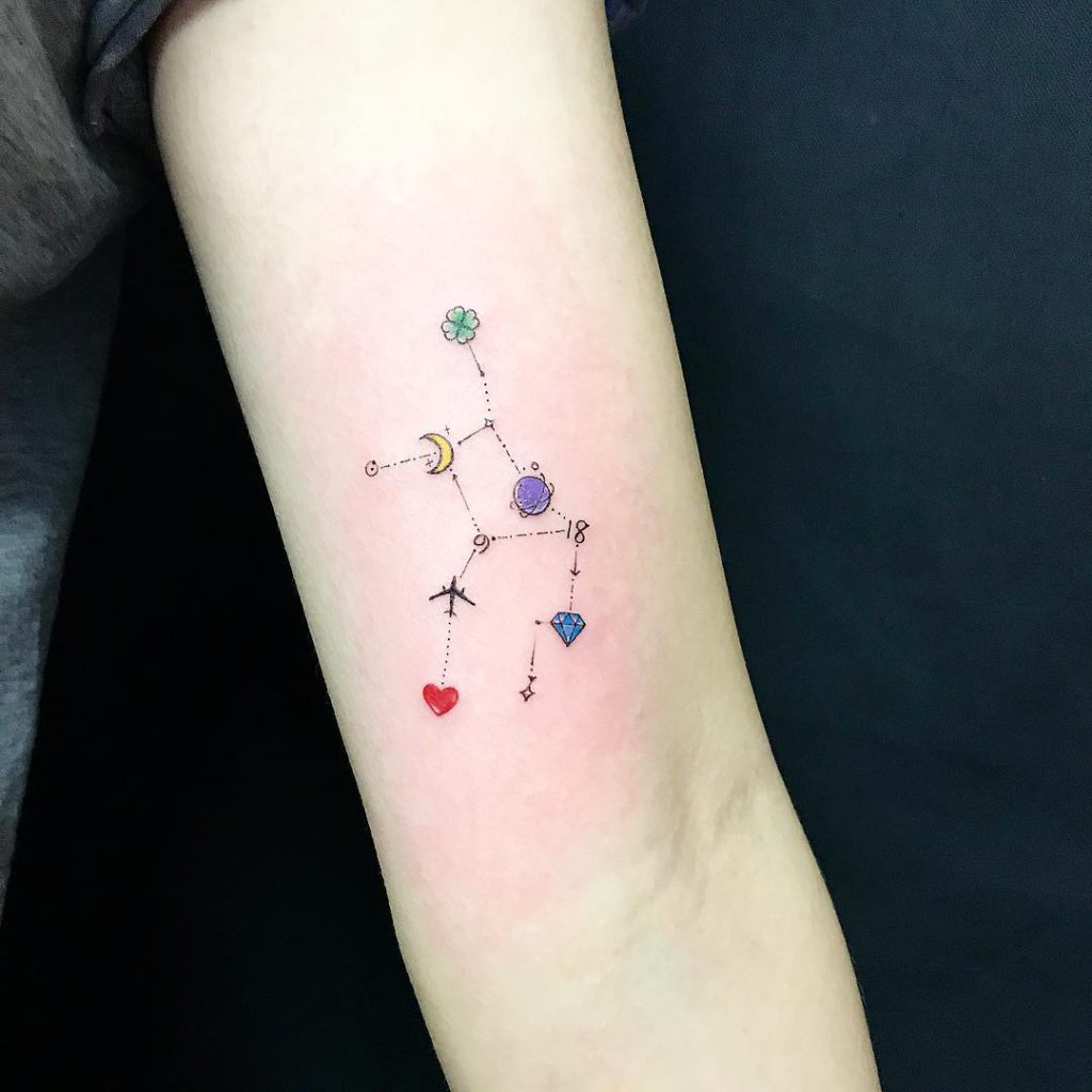 Virgo tattoo on Arm (inner) - Color style by Jing’s Tattoo
