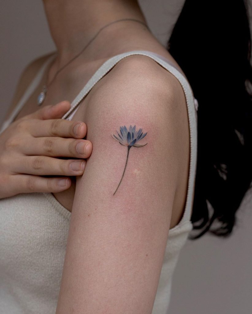 tiny flowers that i did, water lily, larkspur, sweet pea, i used 1003rl and  dark wash ink : r/sticknpokes